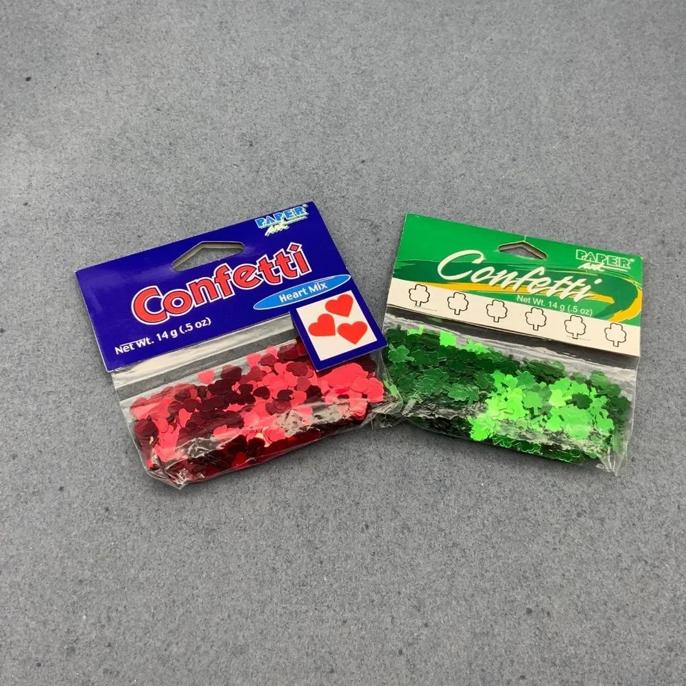 Confetti Lot Valentines Day Saint Patricks Heart Shamrock Red Green Clover